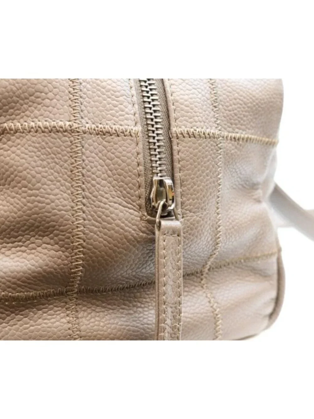 Chanel Gray Caviar Leather Chocolate Bar Mini Boston